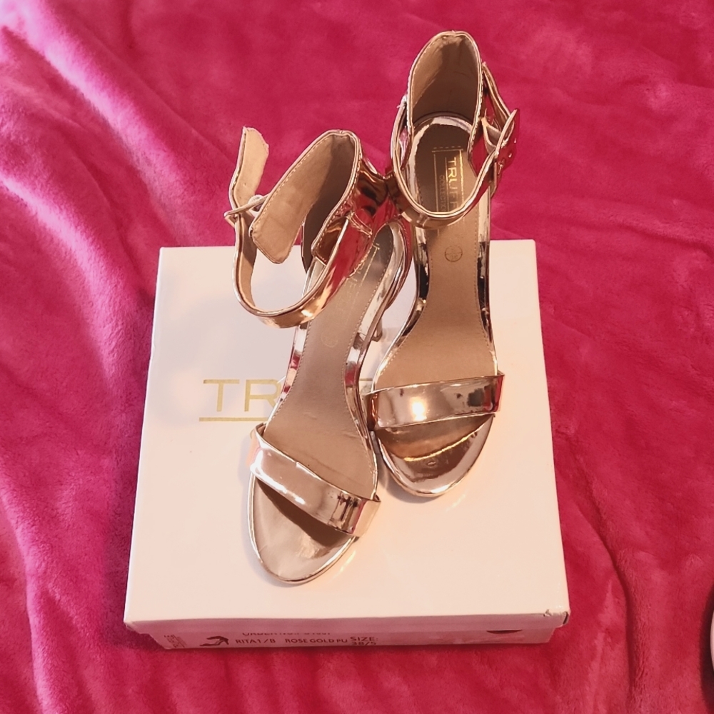Gold Truffle Sandal heels and Box